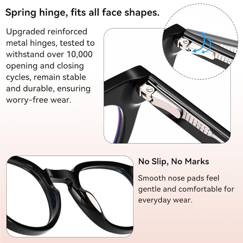 Image of Dollger Blue Light Blocking Glasses for Men Women Retro Round Anti Eye Strain Computer Gaming BlueLight Eyeglasses