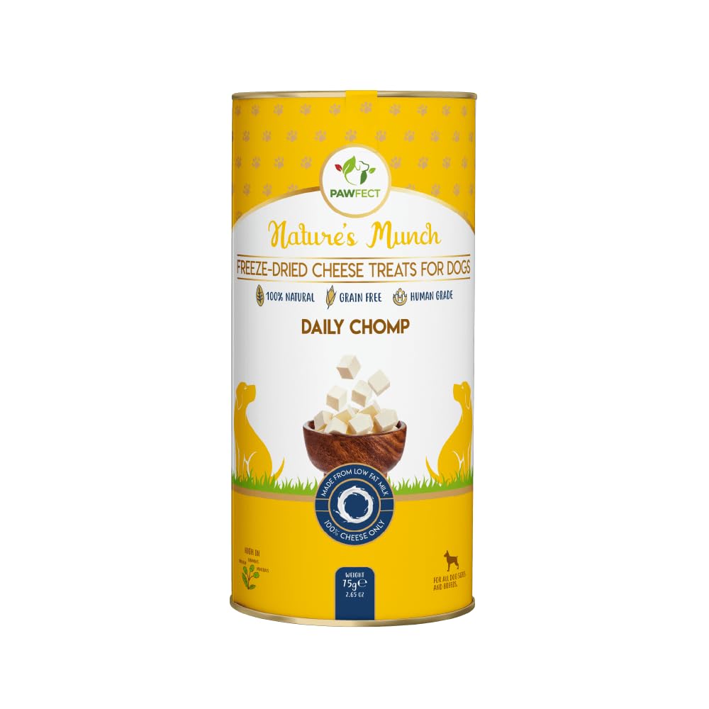 Pawfect Nature's Munch Freeze-Dried Cheese Treats - Daily Chomp Yak Cheese Snacks for Dogs | Hypoallergenic Dog Treats, Grain-Free (75g)
