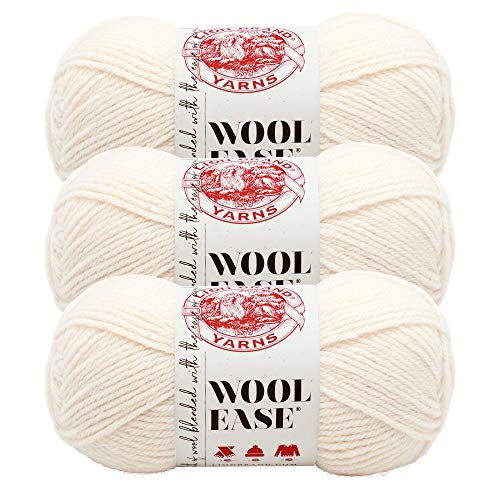 Image of Lion Brand Yarn Wool-Ease Yarn, Worsted-Weight Yarn for Knitting and Crocheting, 3 Pack, Fisherman
