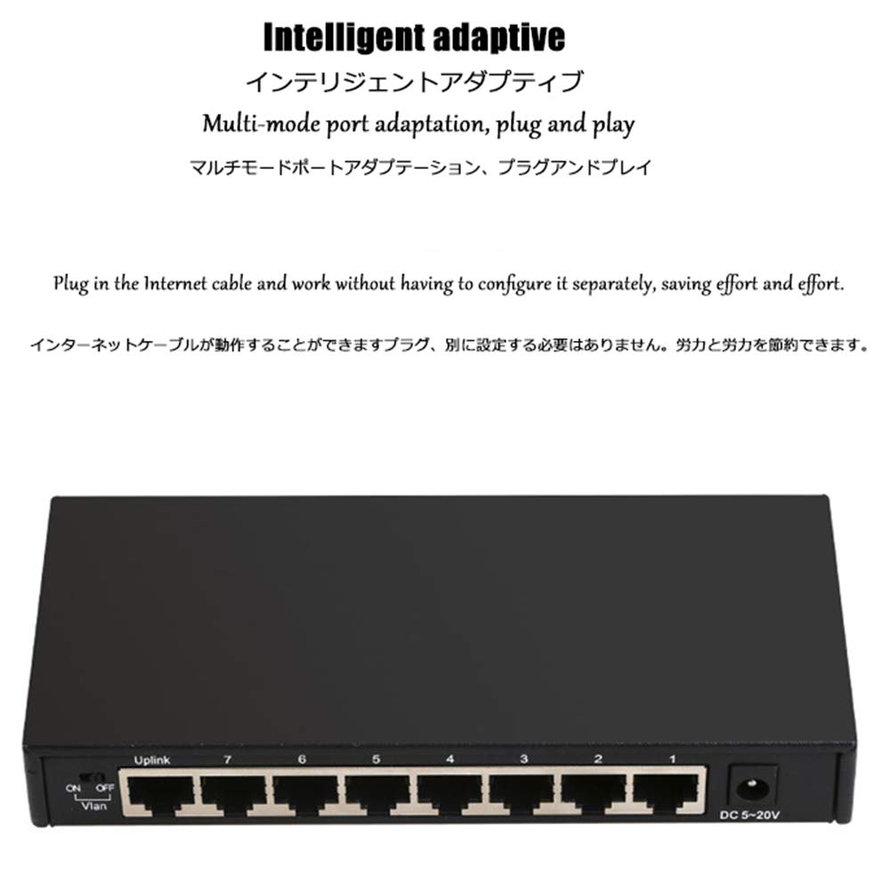 8-portowy przełącznik Ethernet Gigabit Desktop, przełącznik Gigabit z niezarządzanego metalu Monitoruj rozgałęźnik sieci Anti-Burn i Anti-Loop.