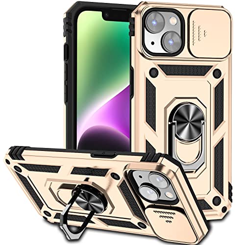 Coque iPhone 14 magnétique avec support pour appels vidéo et streaming - Or