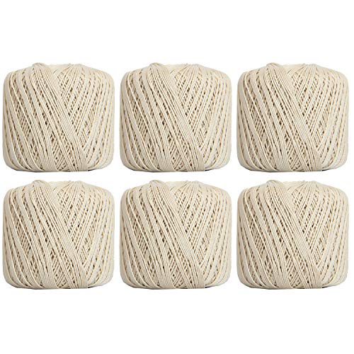 Image of ThreadArt 100% Cotton Crochet Thread Size 3, 6 Ball Pack, Natural 2 | Soft pure cotton crochet thread for lace, doilies, amigurumi and crafts. Smooth finish with crisp stitch definition.
