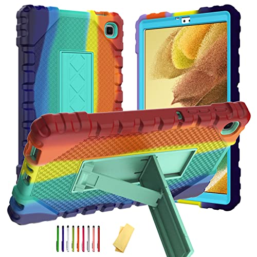 UUcovers Case for Samsung Galaxy Tab A7 Lite 8.7' 2021 (SM-T220/T225/T227) for Kids with Kickstand Heavy Duty Shockproof Rugged Hard/Soft Silicone Back Shell Hybrid Stand Protective Cover, Rainbow-3