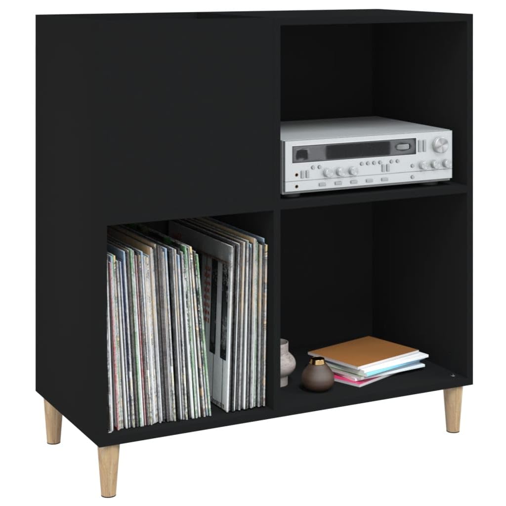Mobile Porta Dischi Vinile 85x38x89 Cm - Legno Multistrato, Nero, Per Soggiorno O Ufficio