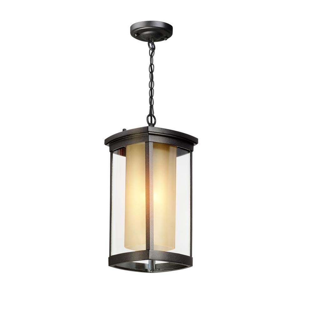 MYXJX Hanging Lights, Outdoor Aluminum Light Porch Glass Lantern Lighting Fixture Metal Patio Hanging Lamp Waterproof Vineyard E27 Edison Device
