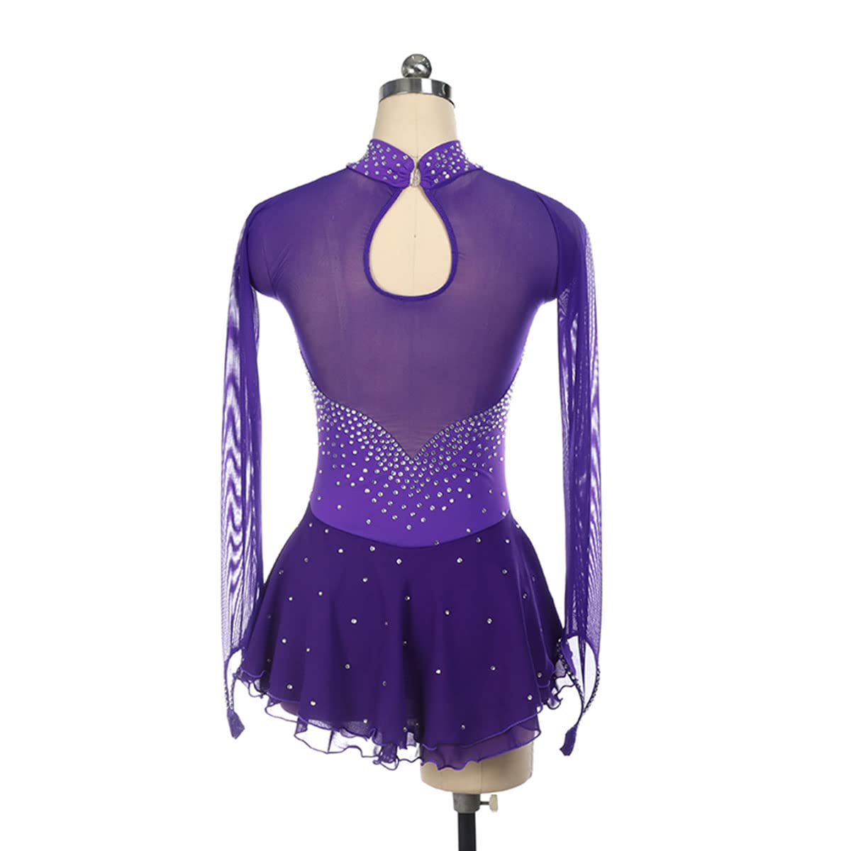 Eiskunstlauf Kleid Damen Eislaufen Rollschuh Kleid Langarm Kürkleid Mit Rollkunstlauf Wettbewerb Gymnastik Leotard Turnanzug Tanzkostüm Ballettkleid Eisllaufkleid