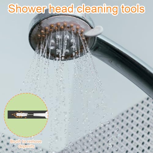 Image of 80pcs Shower Head Cleaner Picks Tools, Including 30 Cleaning Brushes & 50 Showerhead Hole Brushes Practical Unclogger Tools for Small Holes Sink Gaps (Orange, White)