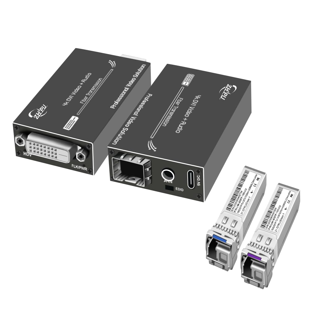 4K@30Hz DVI Fiber Converter 12.4mi with 10G+ SFP Modules