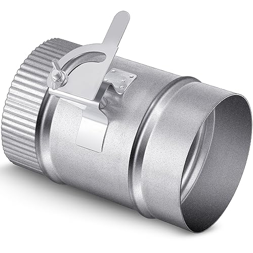 Therwen Backdraft Damper Duct Manual Volume Damper with Sleeve Galvanized Sheet Adjustment Airflow Ducting Branch HVAC Air Balancing for Range Hoods Fans(1 Pc 4 Inch)