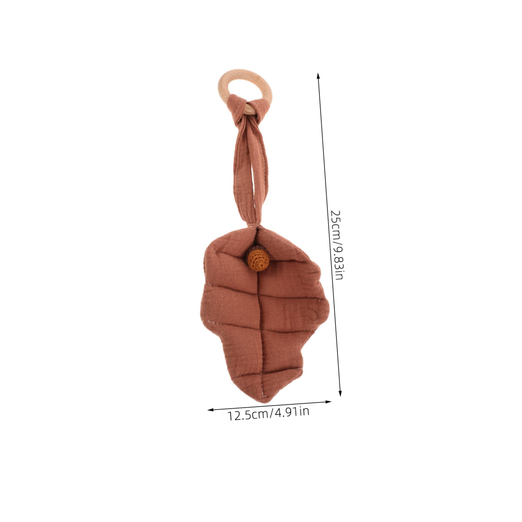 Parliky Cute Leaf Design Baby Stroller Pendant Teething Toy Wood Cotton Baby Soothing Toy Lightweight