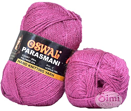 Image of Oswal 3 Ply Knitting Yarn Wool, Rosewood /Rosy 300 gm Best Used with Knitting Needles, Crochet Needles Wool Yarn for Knitting. by Oswal