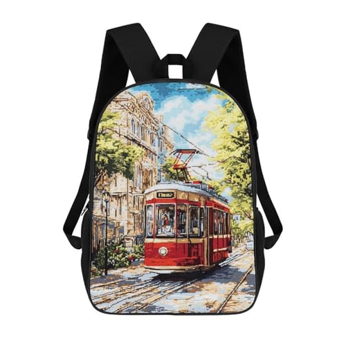 Vintage Tram Pixel Style Unisex Backpack 17
