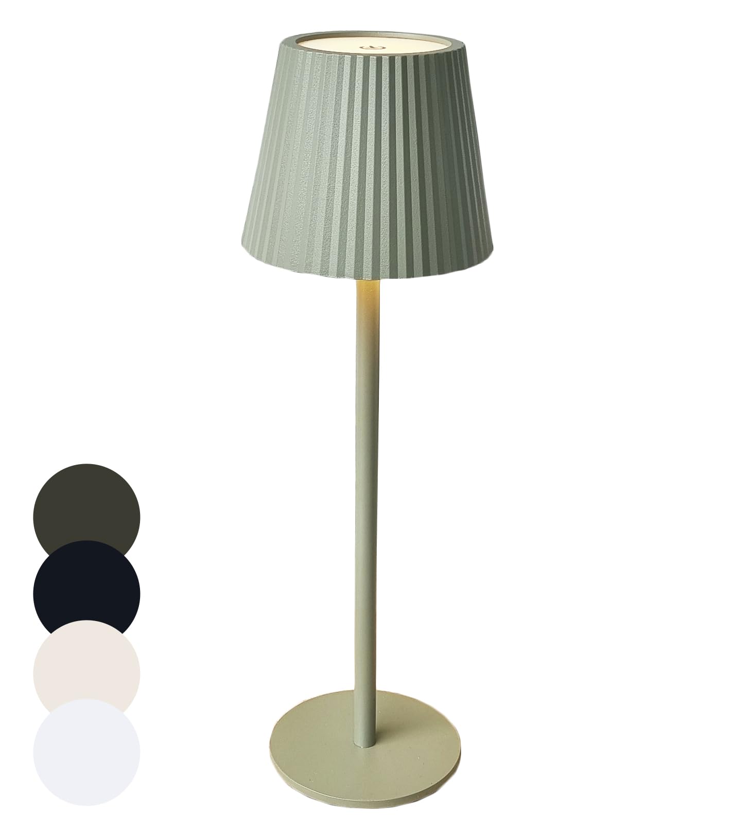 Coen Bakker LED Tischlampe dimmbar mit Touch IP44 Lampe USB 3 Lichtfarben für Innen & Außen 36,5x11 cm Tischleuchte, Farbe:Grün