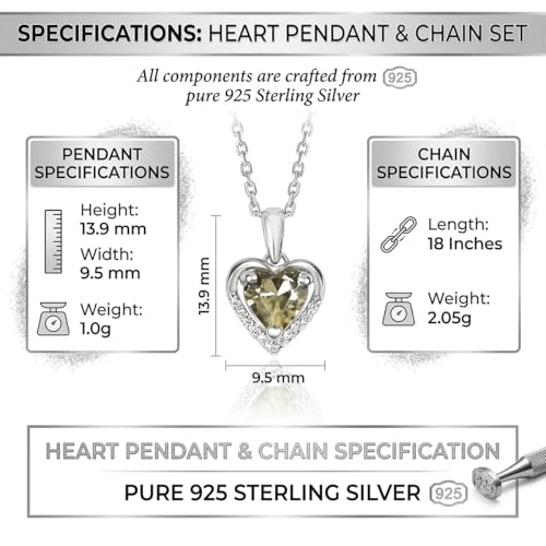 Image of SILVERTOWN 925 Silver Celestial Grace Heart Pendant Necklace | Hallmarked | White Rhodium Plated | Gift For Women and Girls