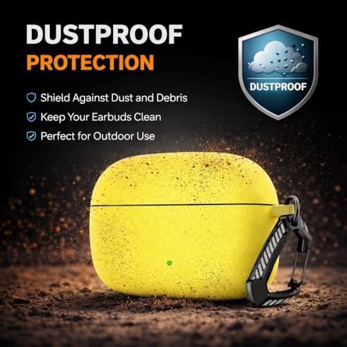Image of Anvique Silicone Case Cover for Oneplus Nord Buds 4 Pro, Scratch Resistance, Shock Absorption, with Premium Carabiner (Yellow T)