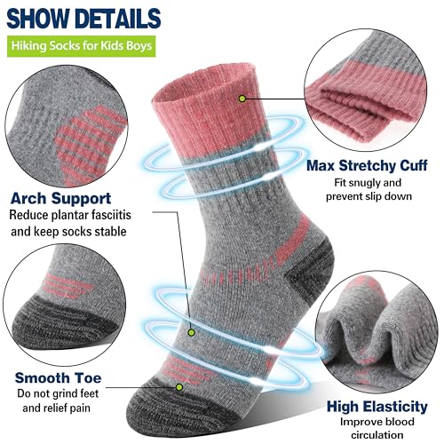 ANTSANG Kids Toddlers Boys Girls Merino Wool Hiking Athletic Thermal Warm Winter Socks3