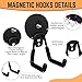 Haikole 4 Pack Strong Magnet Hooks Heavy Duty, Rubber Coated No Damage Hook for Garage Storage, Dual Hook Design, Large Magnetic Hangers for Tools, Garden, Workshop (Orange2pcs + Black2pcs)
