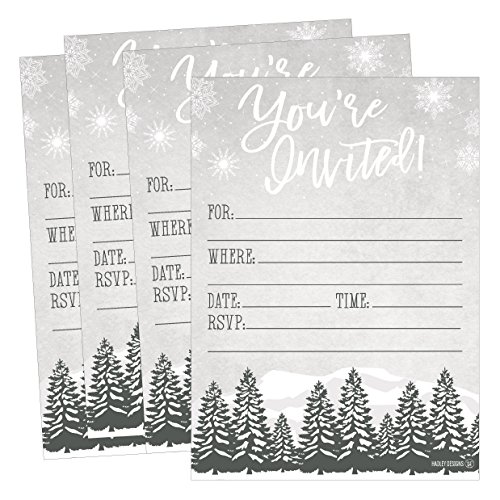 Hadley Designs 25 Christmas Party Invitations – Premium Holiday Invitation Cards for Kids and Adults, Christmas Party Invites for Winter Events, Gatherings & Holiday Open Houses (Snowy)