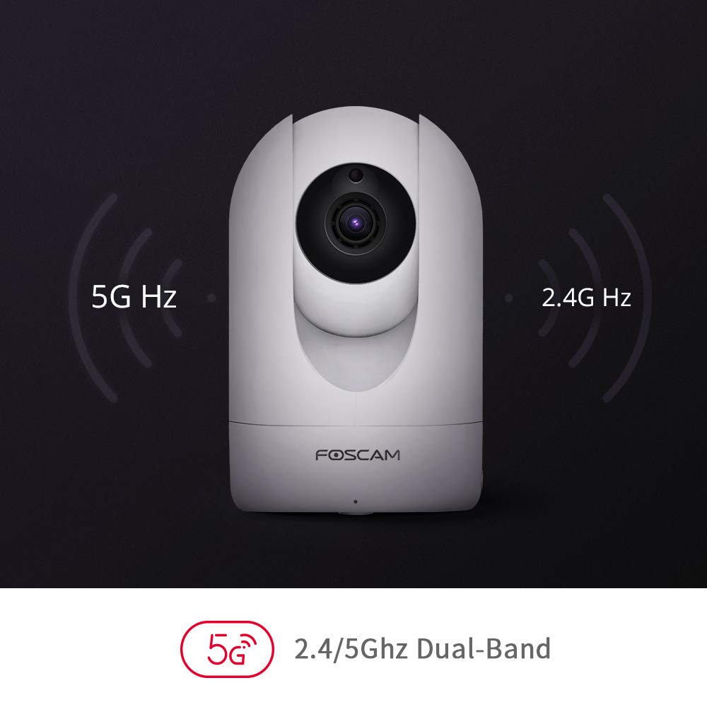 Foscam R4M - Super HD Ip WLAN Dual Band Videocamera di sorveglianza Ip con 4 MP e 10 m Visione Notturna I WiFi con rilevazione di Movimento I Sistema Audio a 2 Vie con Slot per schede microSD