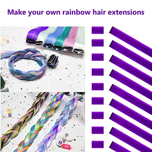 image for TOFAFA 22 inch Colored Hair Extensions Straight Hairpiece, Multi-color