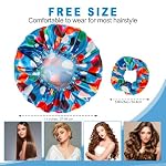 Shower Cap for Women Set of 4, Bath Caps, Double Layers Hair Caps + 2 Satin Hair Scrunchies, Reusable Waterproof Shower Caps, Elastic Hair Cap for Shower - Pattern A - Image 3