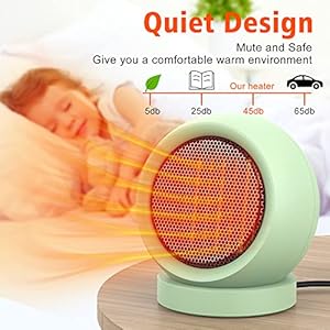 Space heaterptc ceramic electric desktop heater high output fan for home bedroom office desk indoor usegreen  urban country home decor