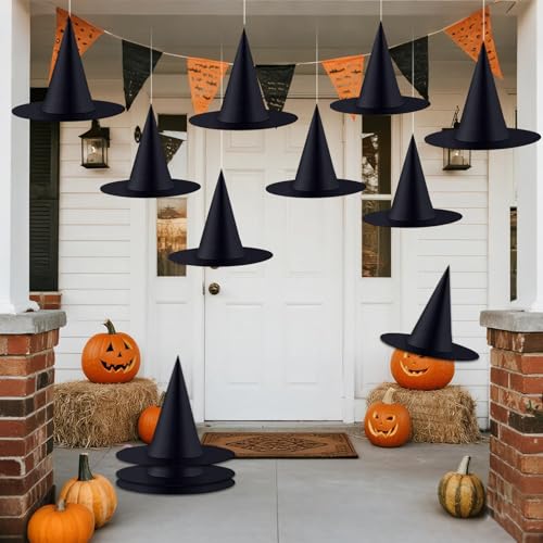 ZeeDix 12 Pcs Halloween Witch Hats Hanging Decor...