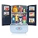 Blu Mini Frigorifero Realistico18,5x12x6,5cm,Bambini Simulazione Frigorifero Doppia Porta Miniatura Casa delle Bambole Frigorifero Giocattolo Fridge Frigorifero Realistico e Interattivo