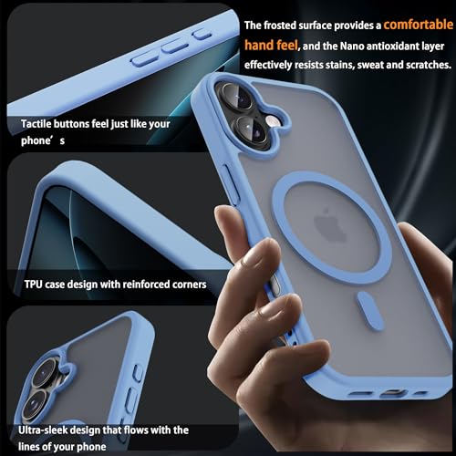 Image of Magnetic for iPhone 17 Phone Case, [Compatible with MagSafe], Screen Protector X1, [Military Grade Drop Protection],Matte Finish,Slim,Shockproof,Protective (Light Blue, iPhone 17)