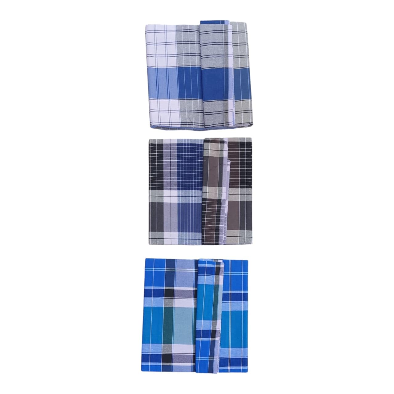 100% Cotton Lungis for Men, Pack of 3, Mens, Cotton Mundu Multi Colour Handloom Lungi
