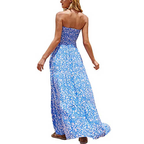 Image of Women's Summer Strapless Tube Top Maxi Dresses Off Shoulder Boho Beach Long Dress