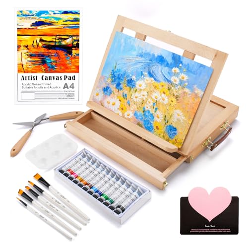 USHOP Kit de Pintura,Set de pintura con 24 piezas,Caballetes para...