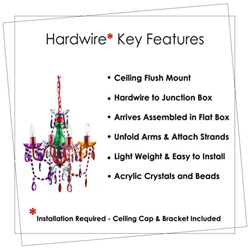 Image of The Original Gypsy 4-Light Flush Mount Crystal Chandelier, Multicolor