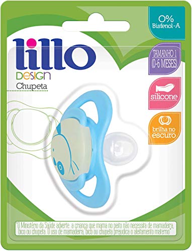 Chupeta Design Glow com Alça Silicone - Lillo, Azul, Tam 1
