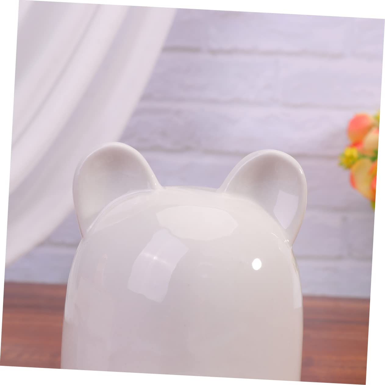 HOLIDYOYO Cartoon Cat Ears Automatic Pet Feeder Self Dispensing Water Bowl for Hamsters Rabbits Small Pets Ceramic Design White