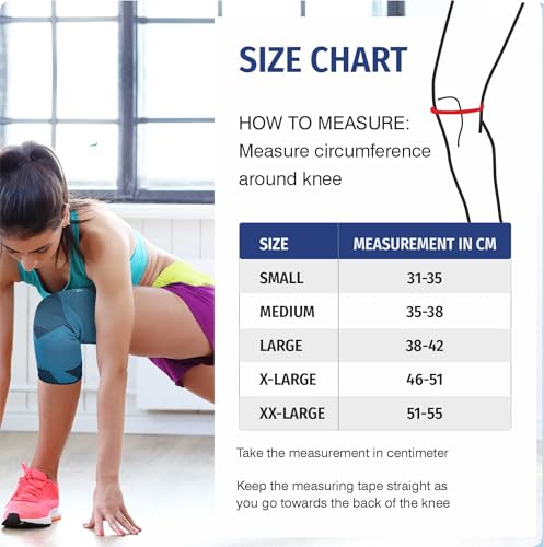Image of Dyna Knee Cap | Providing 360 Protection | 4-Way Stretchable Knee Support | for Joint Pain Relief, Sports, Running,Gym, Cycling, Exercise | 1 pair | For Men and Women - Medium