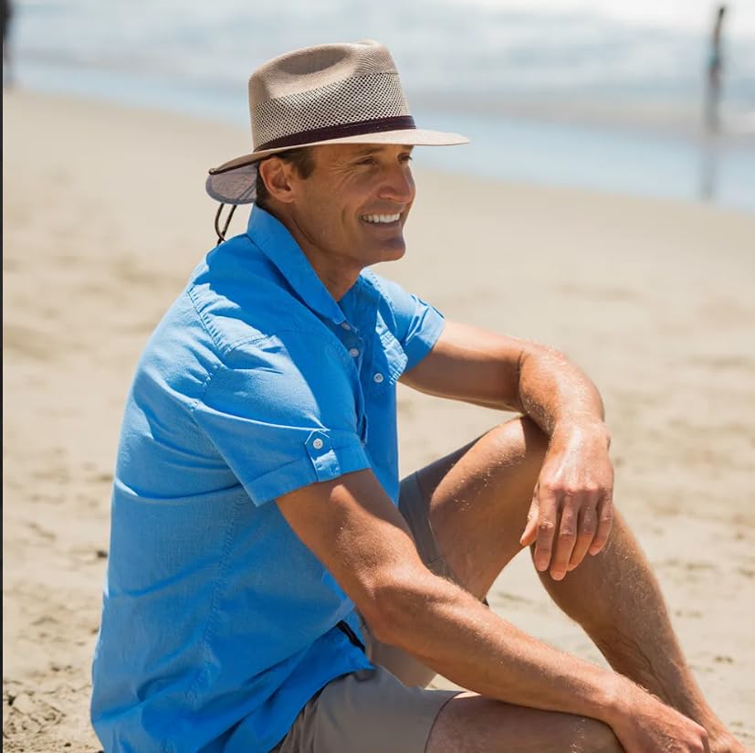 Image of American Hat Makers Milan Straw Fedora - Outdoor Summer Golf and Beach Hat for Men and Women - Wide Brim for UV Protection