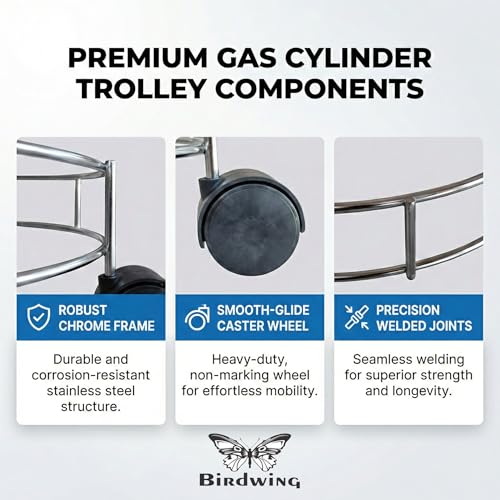 Image of Rincy Stainless Steel Wheel LPG Gas Cylinder Trolley with 4 Wheels (2 Pcs) - SG Gas Cylinder Trolley (Multicolor, Pack of 2)