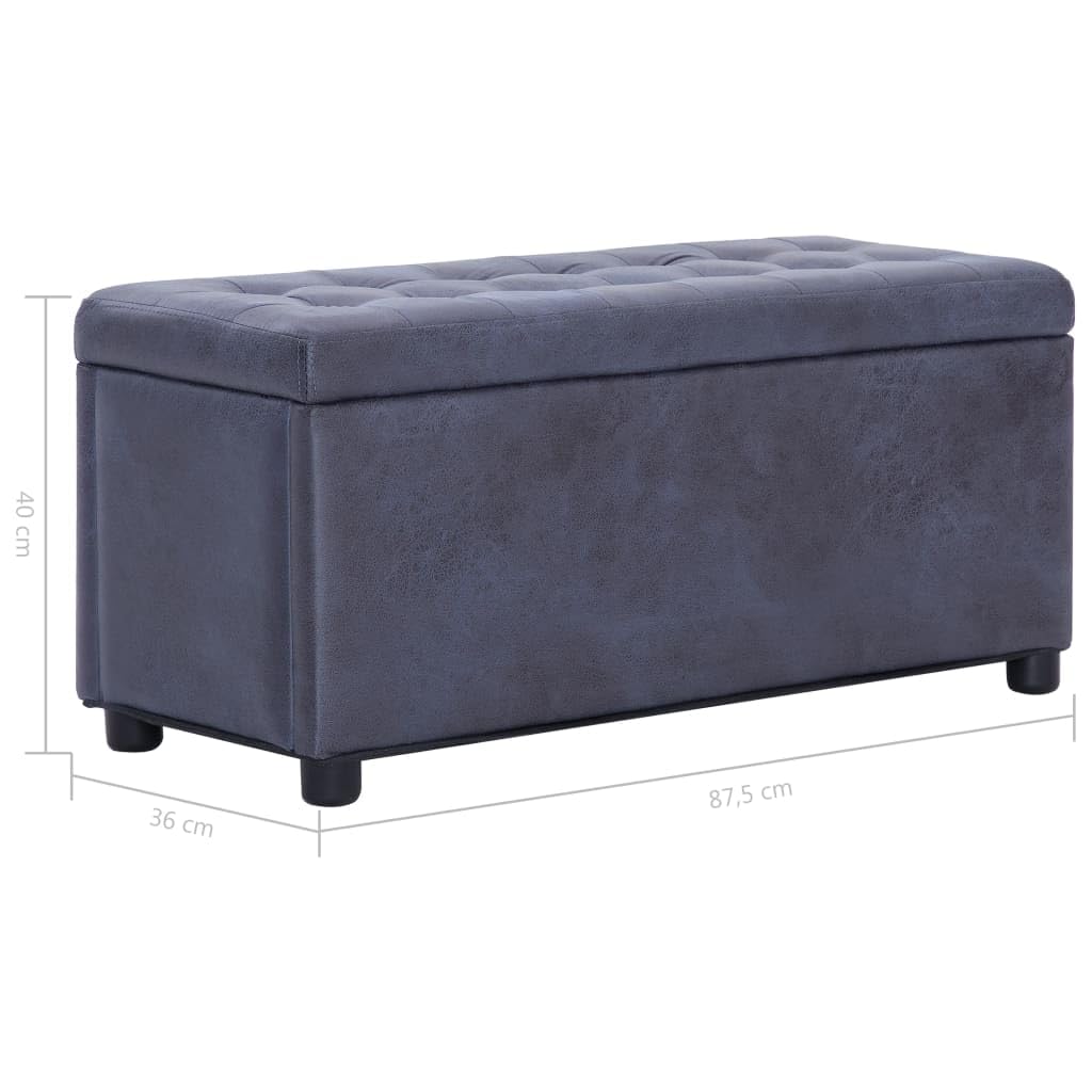Pouf De Rangement Tabouret Banquette Marron Similicuir Daim - Grand Coffre Siège Avec Espace De Stockage, Repose-Pieds Et Table Basse