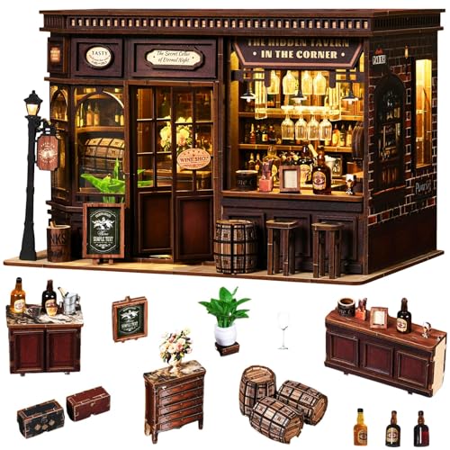 Domigard Book Nook Kit, fai da te in miniatura, casa delle bambole con illuminazione a LED, puzzle in legno 3D, decorazione e regalo per adulti e ragazzi (caffetteria sul libro)