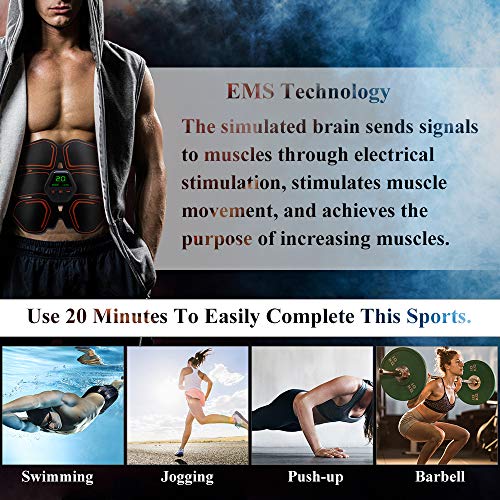 Abdominal Muscle EMS Abs Muscle Trainer with Digital LCD Display AB Toning Home Office Fitness Workout Abdomen Gym Equipment with 10 Modes & 20 Levels for Women Men Leg Arm Waist Hip