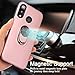 for Huawei Y9 2019 Case Heavy Duty Soft Silicone 360 Rotating Metal Ring [Fit Magnetic Car Mout] Kickstand Shockproof Protection Compatible with Huawei Y9 2019 (Pink)