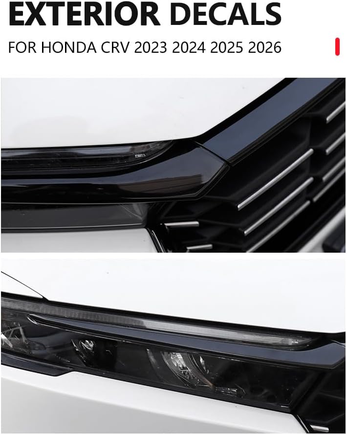 for Honda CRV 2023 2024 2025 2026 Accessories Exterior Front Grille Decorative Trim Strips 3 Pieces (Glossy Black)