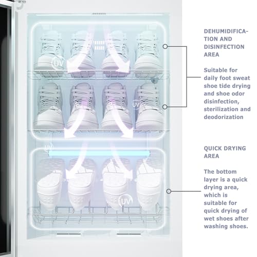 Armadio asciugascarpe - Macchina intelligente per deodorizzazione e asciugatura con circolazione interna dell'aria calda e riscaldamento PTC per scarpe, stivali e calzini