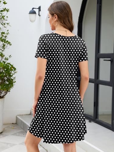Image of KORSIS Women's Dresses Summer Casual T-Shirt Short Sleeve Criss Cross V Neck Swing Beach Vacation Sundress Dress with Pockets