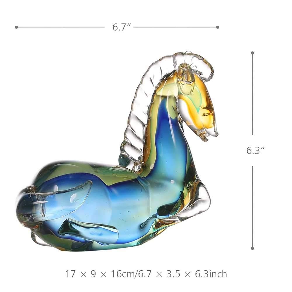 Amazon.co.jp: TBCML 青い幻想的な馬ガラス彫刻家の装飾像現代動物の