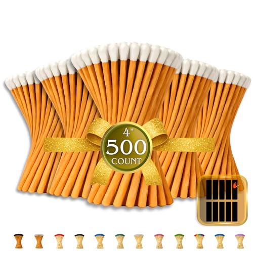 Image of 500 Count | 4 inch Brown Stick Matches | Strikers Included | Color Tip Wooden Match | Refill for Matchstick Jars, Candle Display, Holders & Bottles | 4 in inches Long