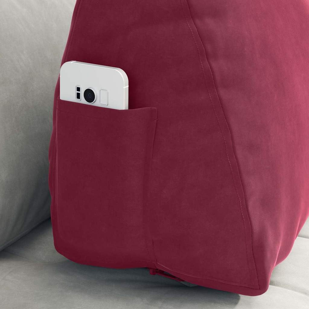 Poduszka na oparcie w kolorze czerwonego wina ze sztruksu, 60 x 20 x 50 cm, ergonomiczna poduszka do czytania, na sofę, do biura i łóżka, ze zdejmowaną poszewką, oddychająca i wszechstronna
