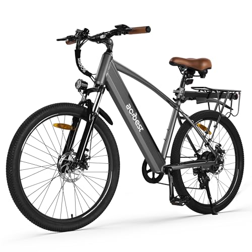 ACTBEST Core Electric Bike for Adults - Peak 1000W Brushless Motor Ebike, 468&500Wh Removable Built in Battery 26&27.5X2.1 Tire Step Over Bicycle with 7 Speed, Commute E Bikes, Grey with F/RR