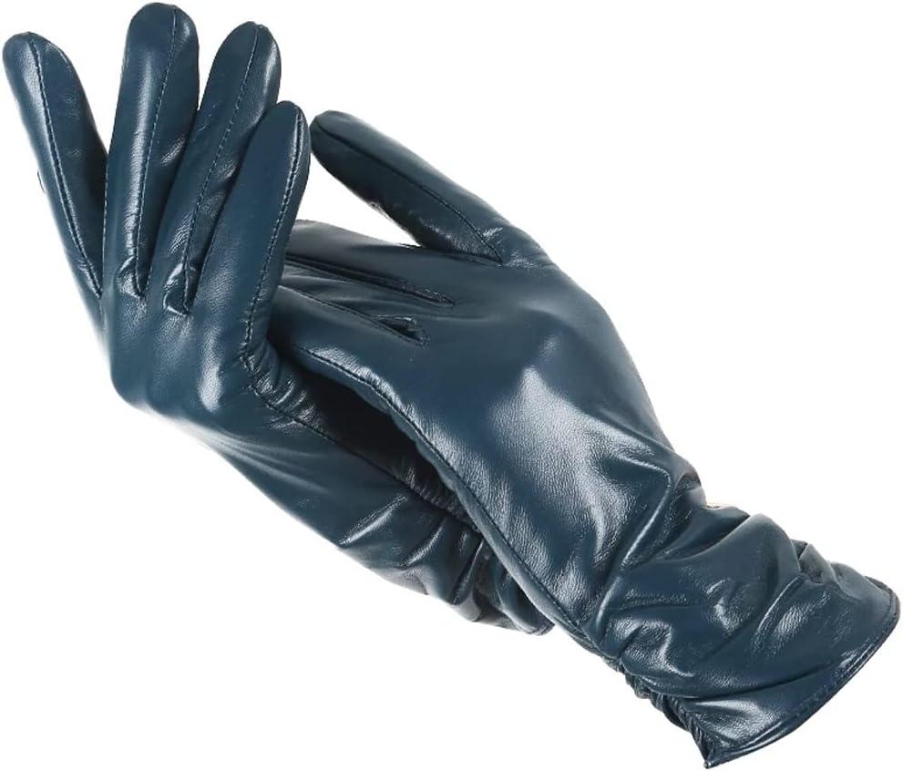 Pleated Leather Gloves Women's Gloves Winter Gloves Women